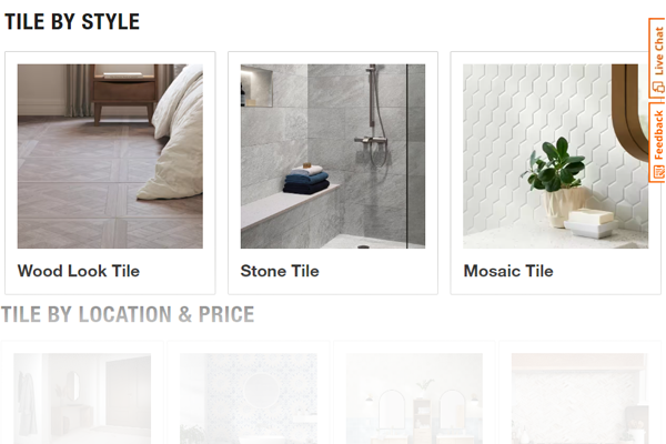 Home depots tile selection