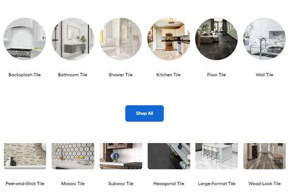 Lowes' tile selection