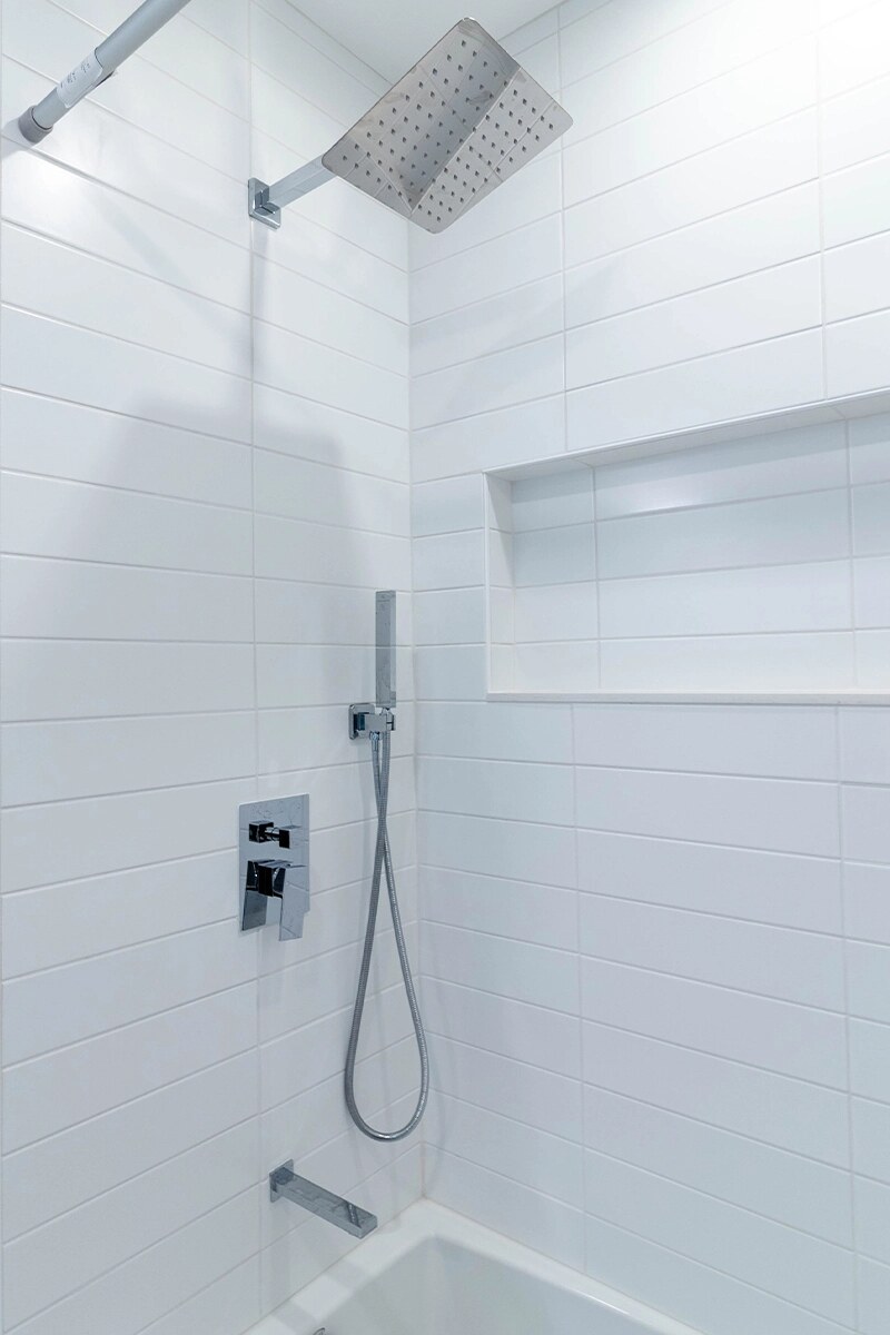 Tile shower with niche – Stamford CT bathroom