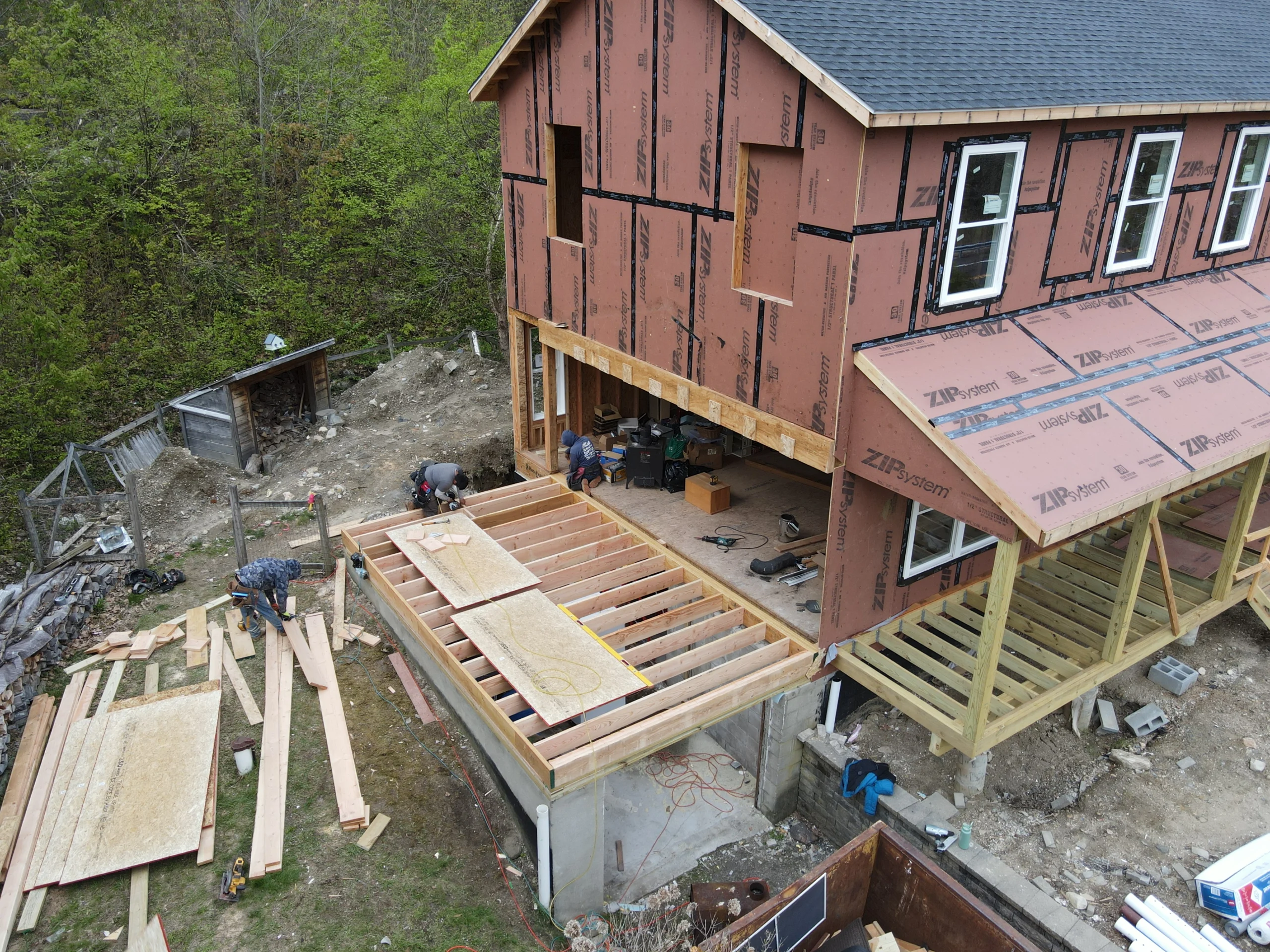 A home in construction in Goshen, CT