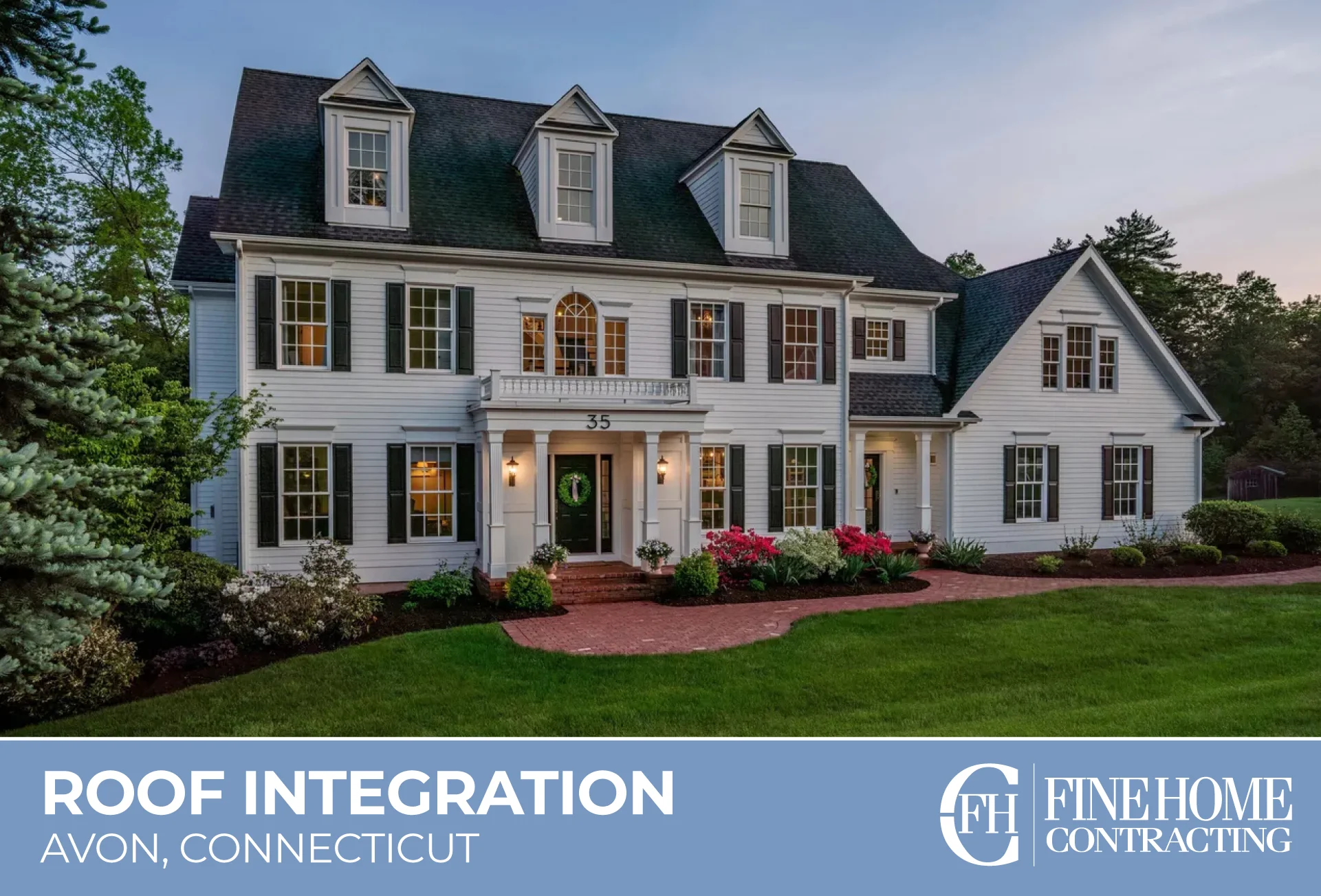 Classic Avon, CT home addition with a thoughtfully integrated roofline, matching roof pitch, and cohesive New England architectural details.
