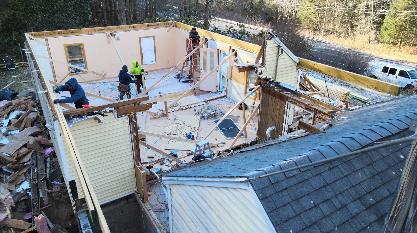 Goshen, CT 2nd Story Addition in Progress Demolition day on a second story addition in Goshen Connecticut