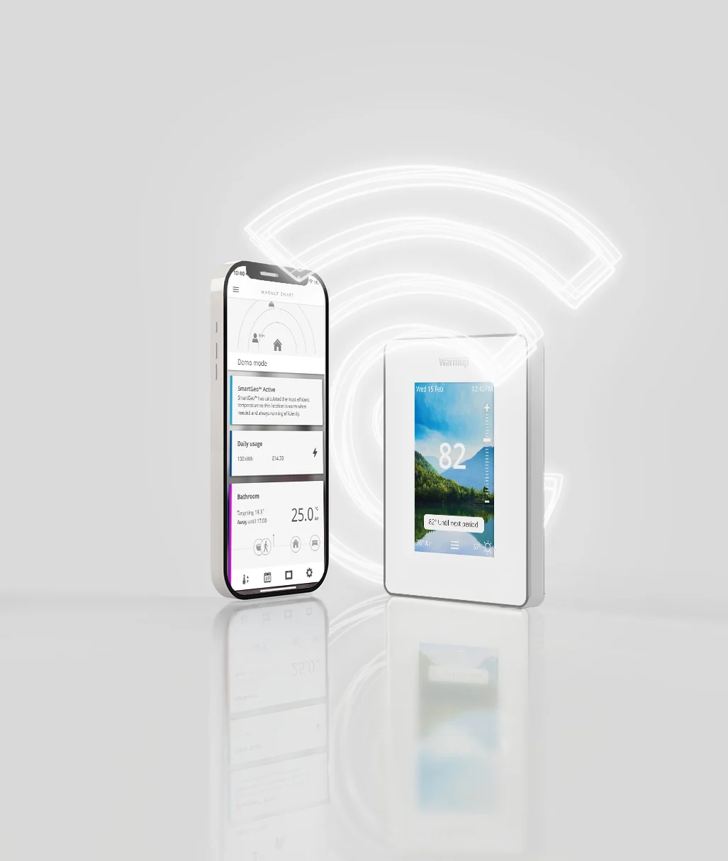 Warmup 7iE thermostat and smartphone app with Smartcare controls
