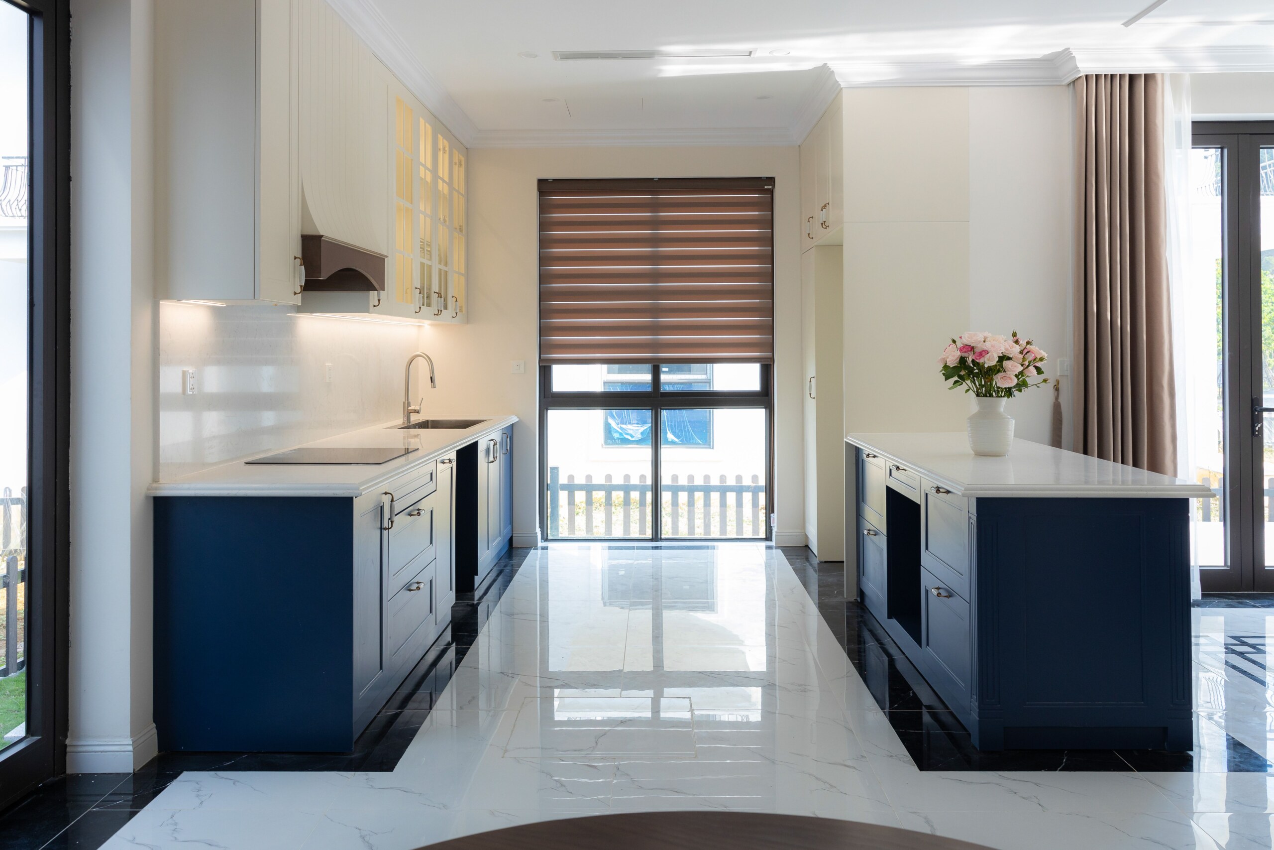Representative finished kitchen with a tiled floor