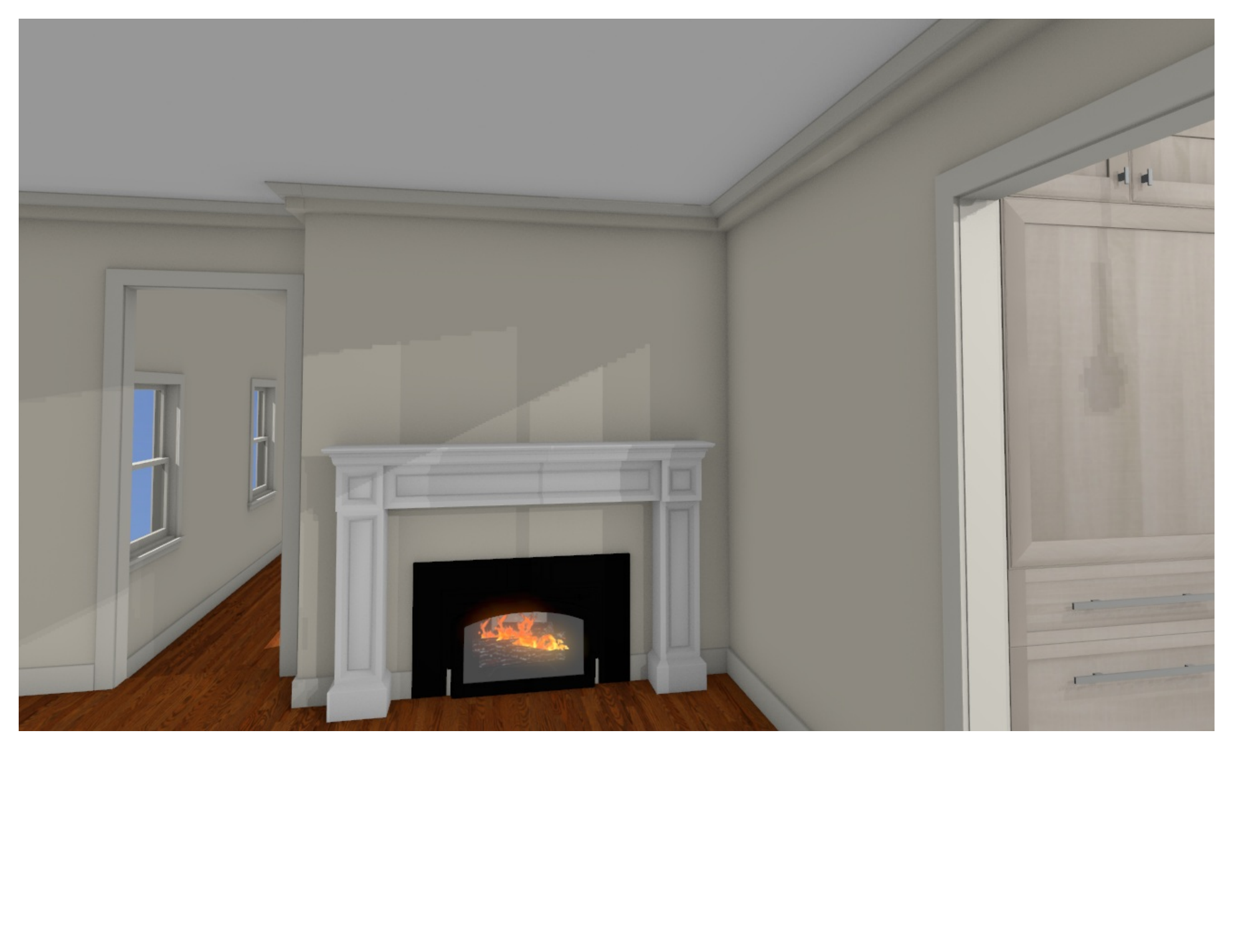 Concept rendering showing a soffit designed to conceal relocated HVAC ductwork