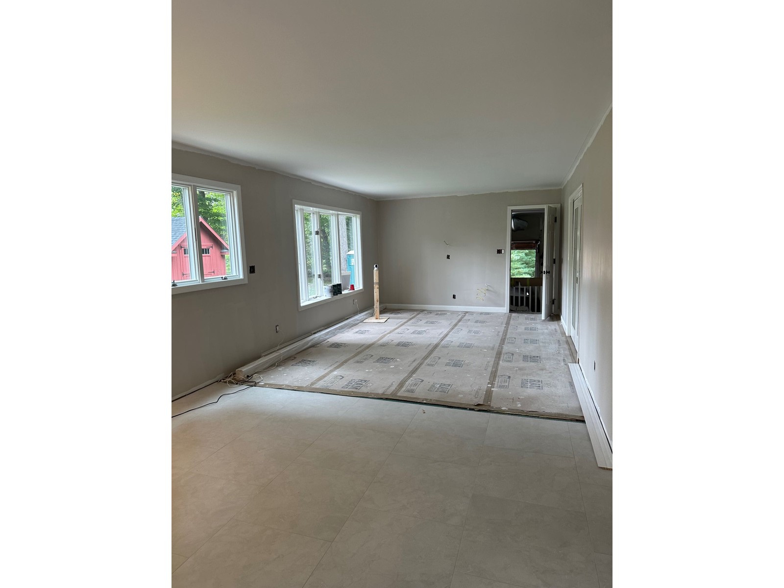 Hayes kitchen prepared for cabinet installation after tile, drywall and paint
